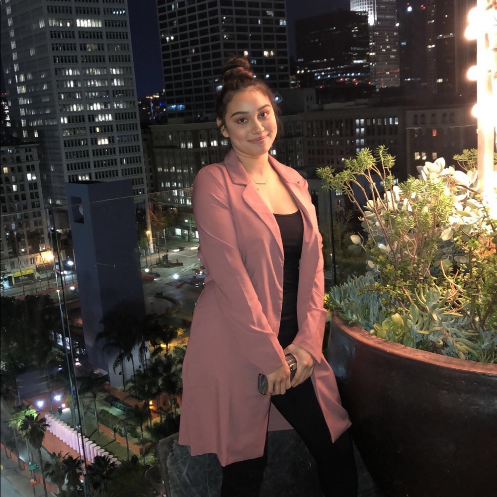 Blush pink long coat. Perfect for Cali weather